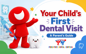 Child attending a first dental visit with a pediatric dentist in Miami