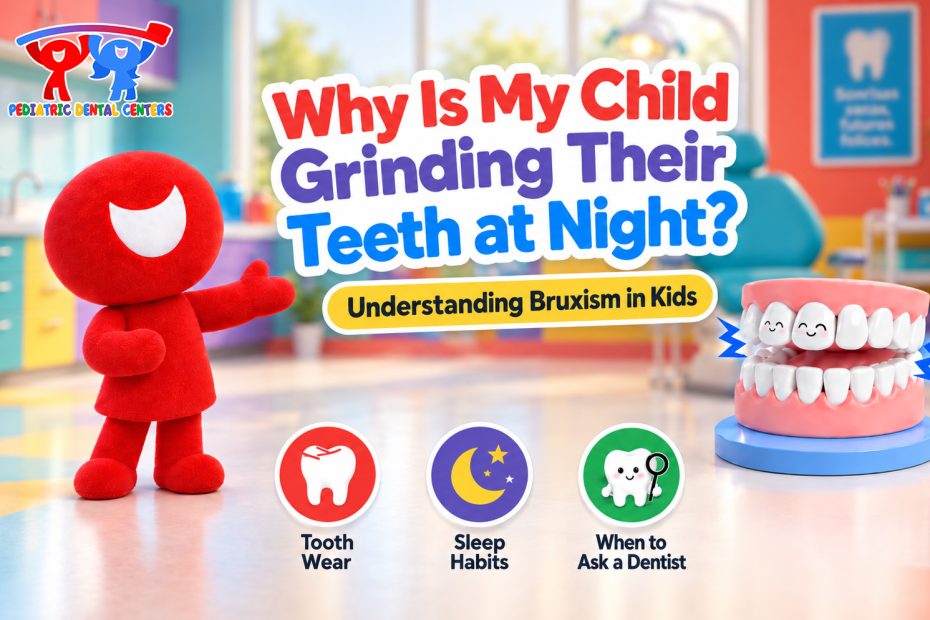 Illustration explaining teeth grinding and bruxism in children